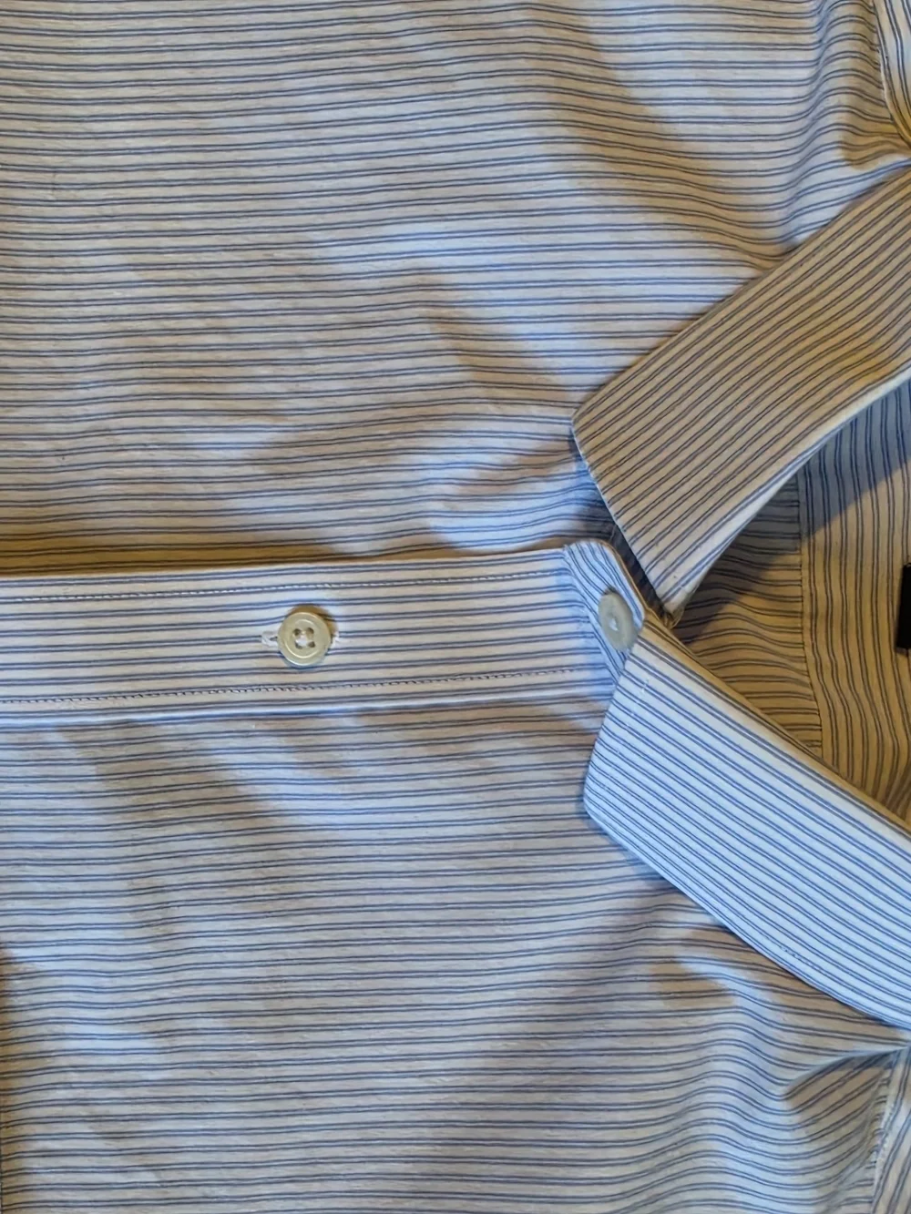 J. Crew Men's Blue and White Micro-Stripe Dress Shirt